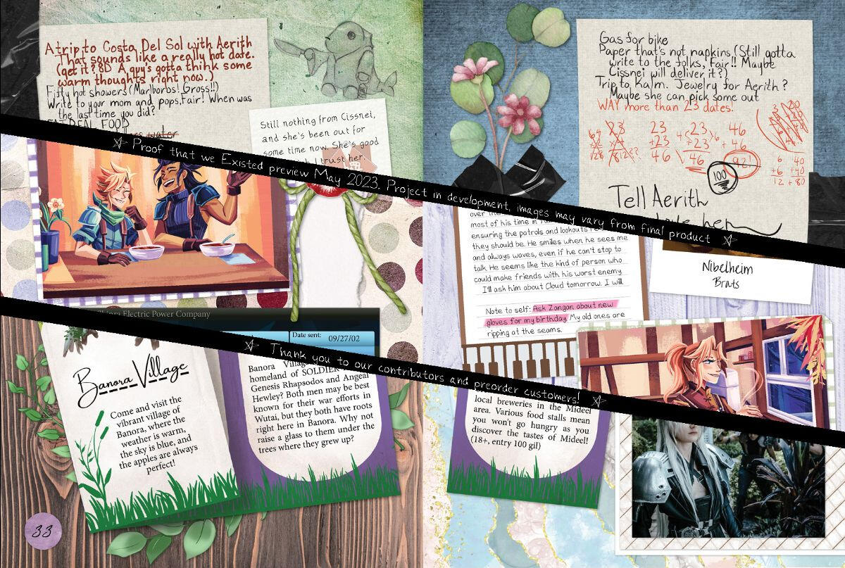 Compilation showing segments from three spreads in the book.